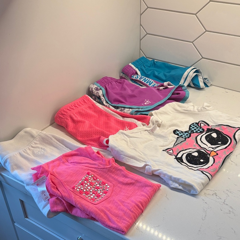 Size 6 justice Bundle shorts and shirts